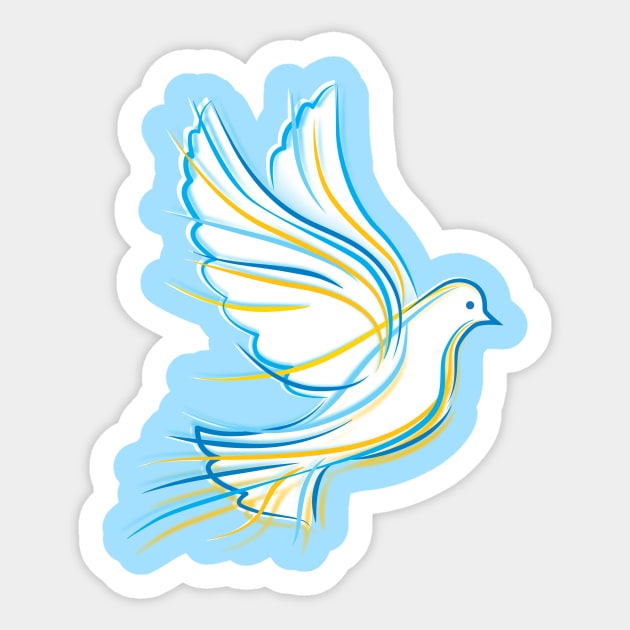 Blue and Yellow Dove Sticker by goldengallery